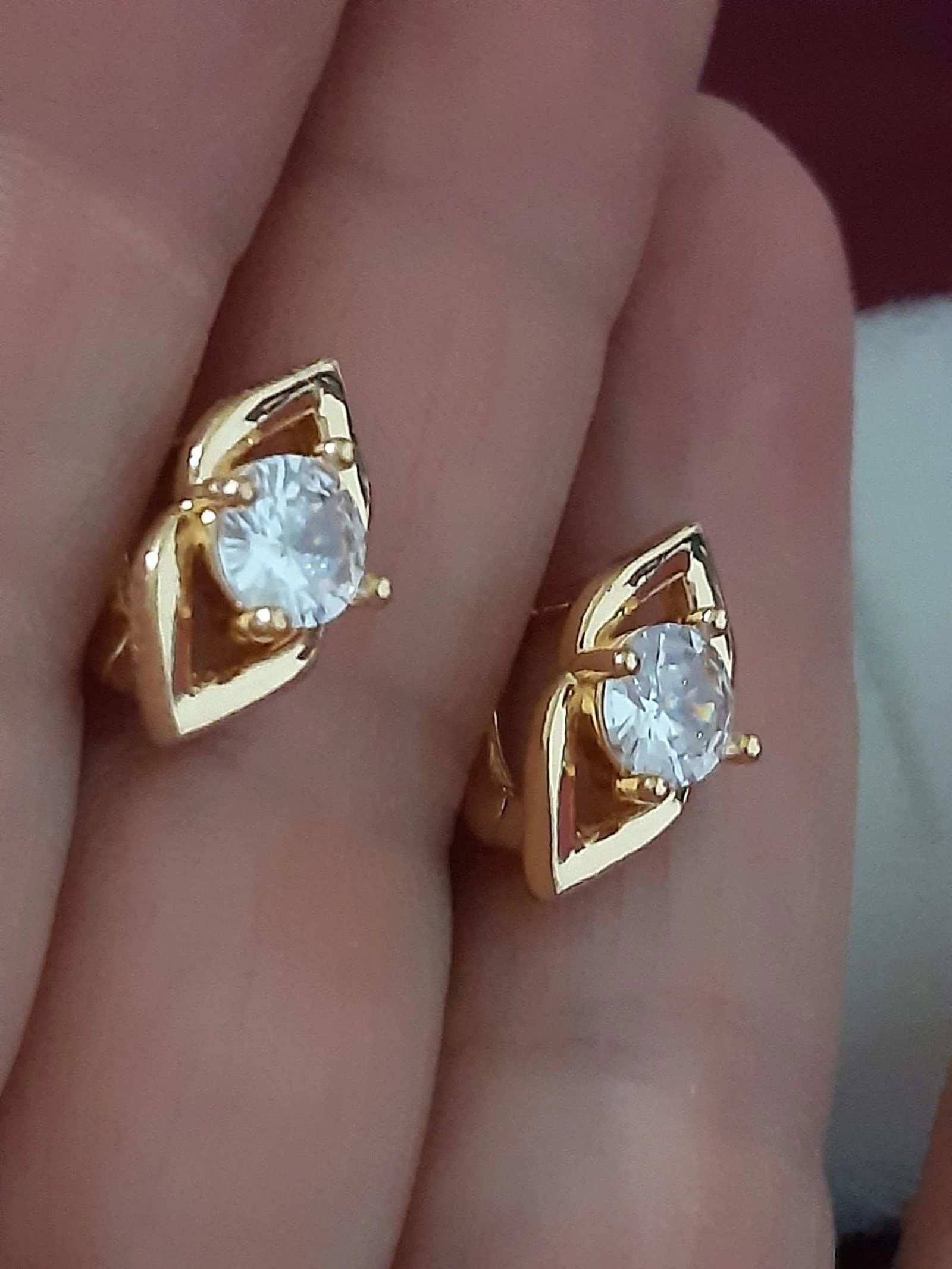 Boucles d'oreilles zircone, bain doré – photo 4